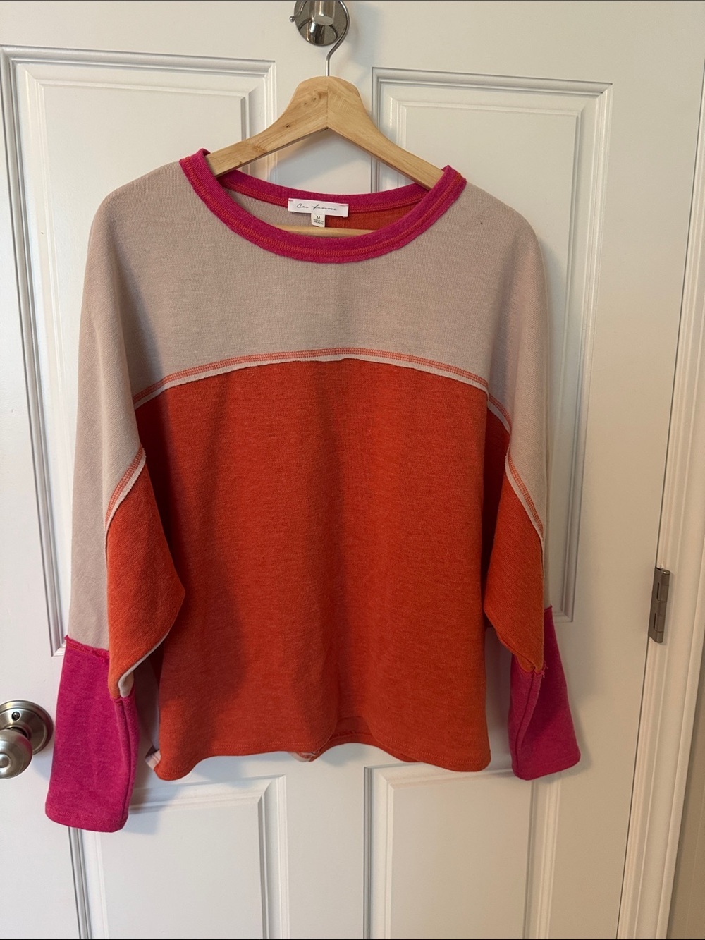 Ces Femme Colorblock Pullover - Orange, Cream & Pink